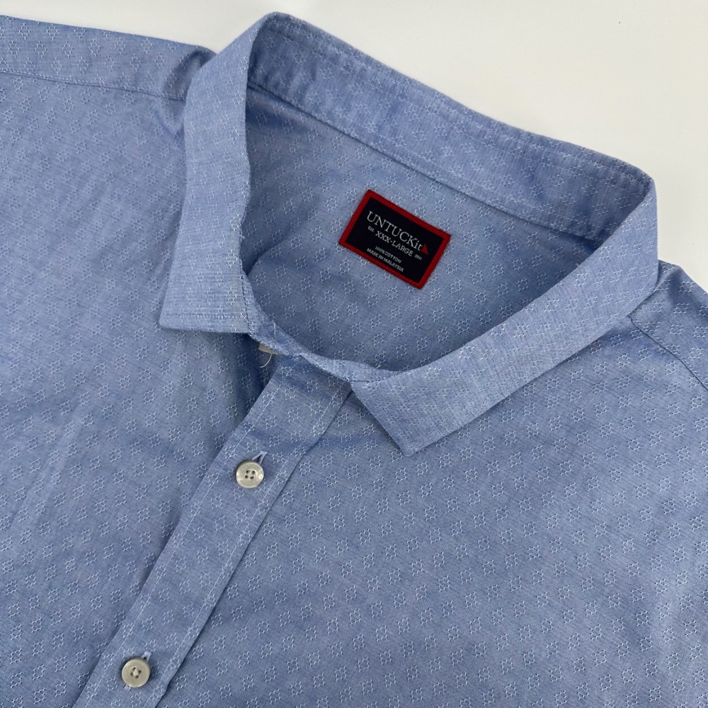 UNTUCKit Teremia Mens XXXL Blue Short Sleeve Button Down Shirt 40563 Cotton